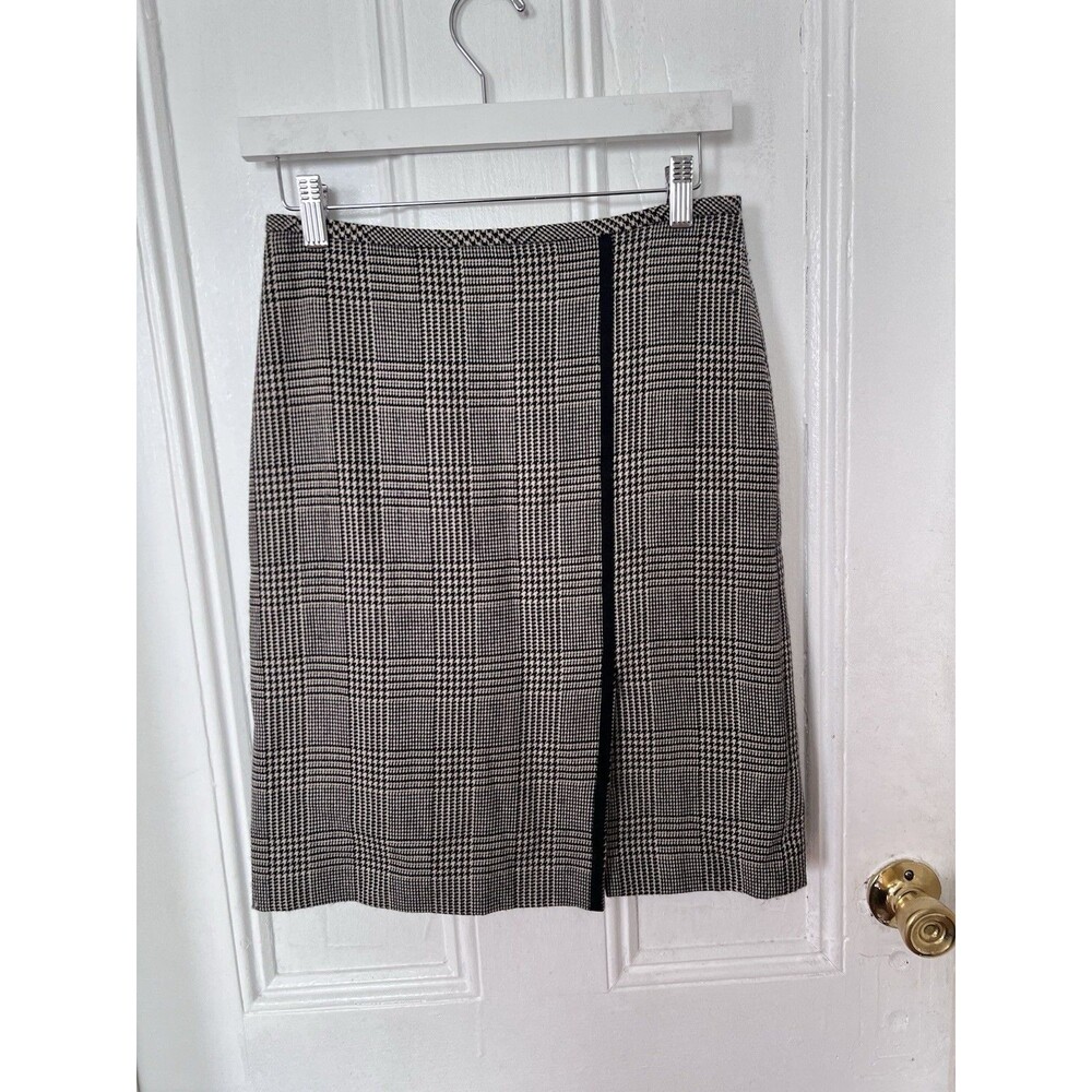 Brooks Brothers Wool Cashmere Houndstooth Plaid Tweed Slit Pencil Skirt Formal 2